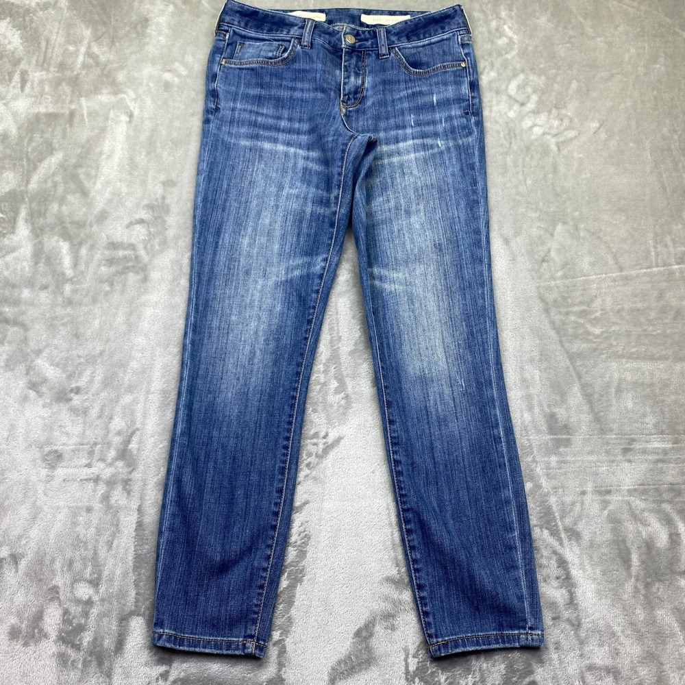 Pilcro and the Letterpress STET Distressed Denim Jeans Women Sz 27 Fits 28" Blue
